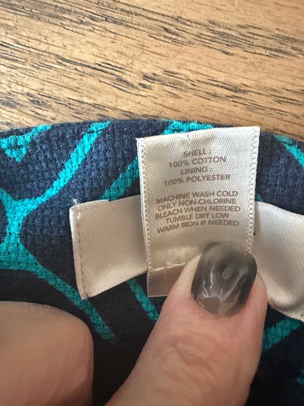 LOFT Teal and Black Geometric Pencil Skirt - Picture 6 of 6